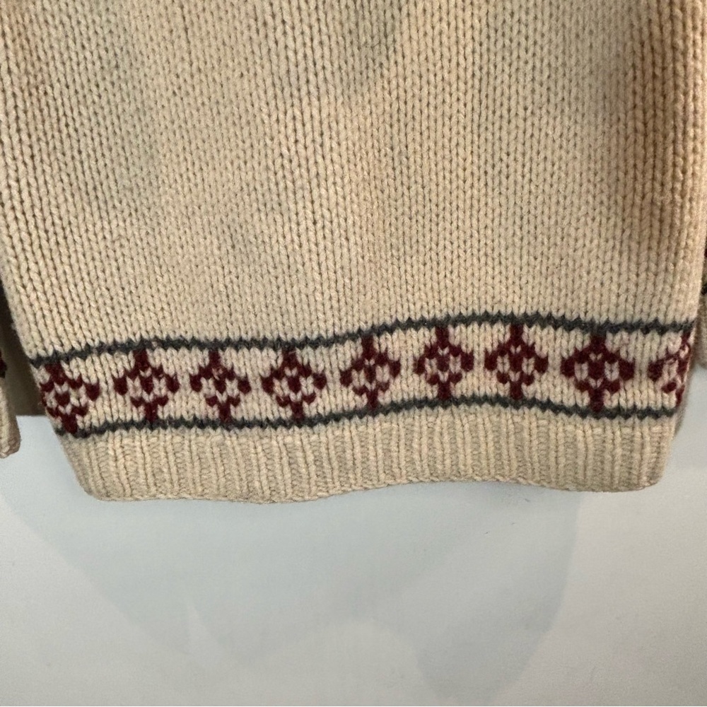 CARDIGAN Sz M Buttoned  Hooded Icelandic Design Seam Pockets Handmade Cardigan - Picture 7 of 8